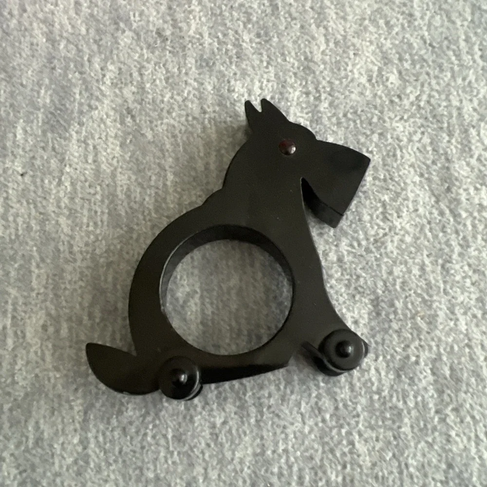 Restoration‎ Hardware Scottie Dog Napkin Rings Set 4 Wheeled Black Original Box